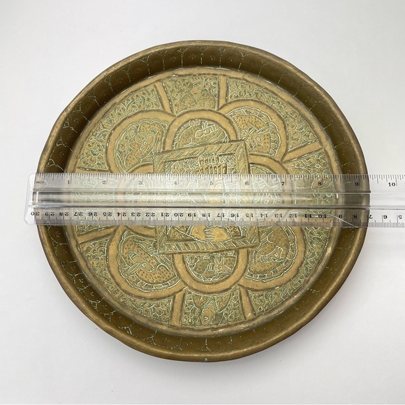 Brass Plate With Stand Damascene Handmade - Picture 14 of 15